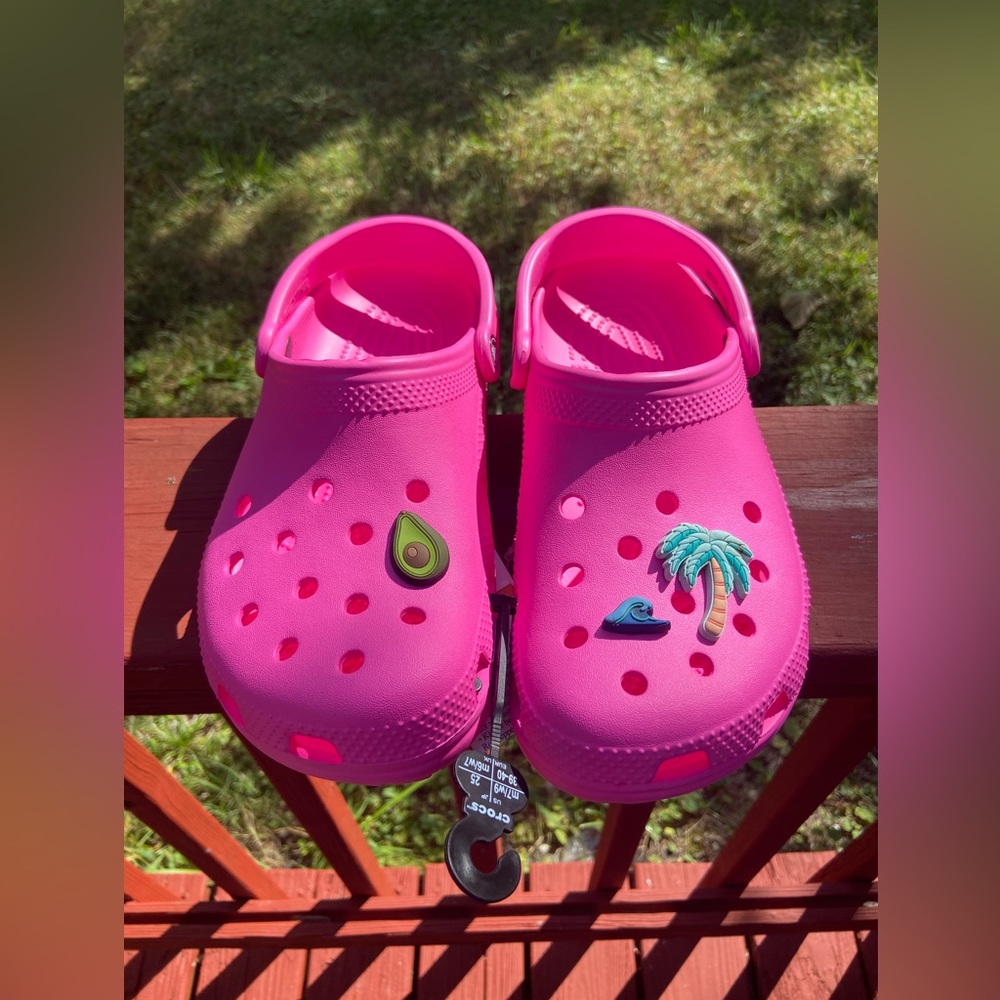 Electric Pink Crocs Size 9